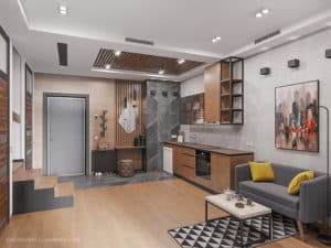 Дизайн первого уровня двухуровневой квартиры в Одессе